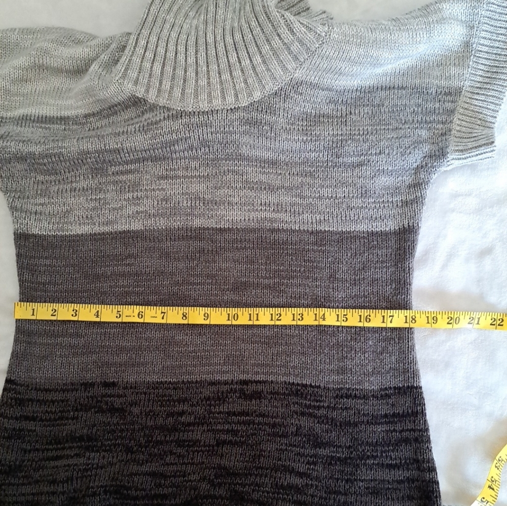 Karen Scott Gray Convertible Cowl Neck Acrylic Knit Sweater Shirt Medium - Picture 9 of 11